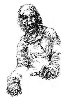 Sketch of an old beggar